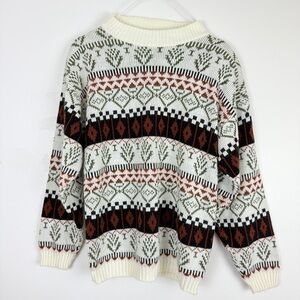 Vintage La Vista Fair Isle Sweater Made in USA Nordic Knit Pullover Retro 80s